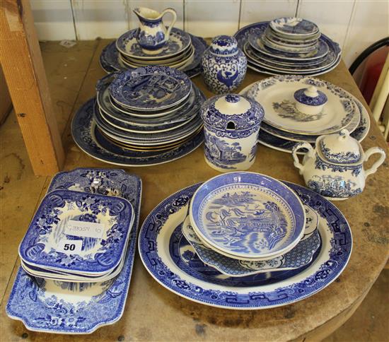 Qty blue & white china